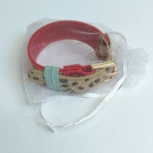 NEW Plunder Leopard Print Red and Gold Buckle Bracelet